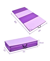 Costway Gymnastics Yoga Mat Thick Folding Panel Gym 4'x8'