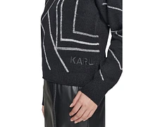 Karl Lagerfeld Paris Women's Crewneck Geometric Logo Sweater