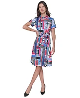 Karl Lagerfeld Paris Women's Printed Short-Sleeve Shirtdress