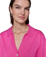 Karl Lagerfeld Paris Women's Short-Sleeve Polo Sweater