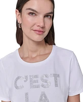 Karl Lagerfeld Paris Women's C'est La Vie Rhinestone Tee