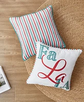 Videri Home Holiday Fa La La Stripe Decorative Pillow Set, 18" x 18"