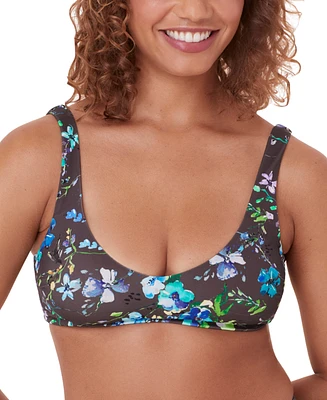 Women's Delray Floral Print Scoop-Neck Bikini Top