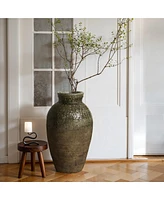 LuxenHome Rustic Brown Stoneware 18.5-Inch Tall Indoor and Outdoor Bud Vase