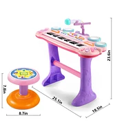 Sugift 37-Key Kids Electronic Piano Keyboard with Multiple Sounds and Lights Microphone
