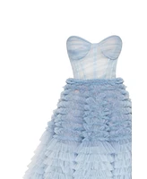Milla Women's Light Blue Strapless Frill-Layered Fluffy Dress
