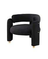 Stylish Barrel Accent Chair: Curved Arms, Waterfall Seat, Hollow Backrest