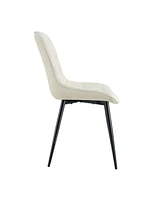 Streamdale Furniture Modern Creamy white Fabric Dining Chair with Stylish Grid Pattern