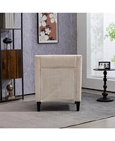 Modern Accent Chair, Upholstered Armchair with Scooped Arms for Bedroom, Apartment, Studio, Office, Waiting Room(Beige Corduroy)