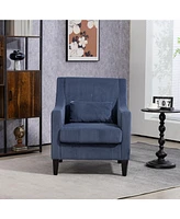 Streamdale Furniture Modern Accent Chair, Upholstered Armchair with Scooped Arms for Bedroom, Apartment, Studio, Office, Waiting Room(Blue Corduroy)