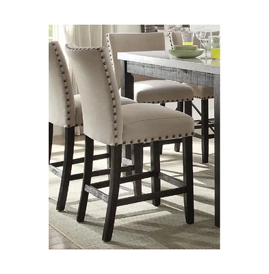 Streamdale Furniture Nolan Counter Height Chair (Set-2) in Linen & Salvage Dark Oak