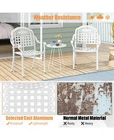 Costway 2 Pcs Patio Cast Aluminum Armrest Chairs Dining Stackable Outdoor