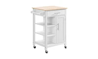 Slickblue Compact White Kitchen Island Cart on Wheels, Rolling Utility Trolley for Versatile Storage and Mobility