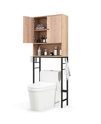 Costway Over The Toilet Storage Cabinet Free Standing Rack with Adjustable Shelf