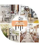 Gymax Set of 2 Tufted Dining Chair Upholstered Nailhead Trim Rubber Wooden Leg
