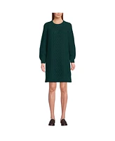 Lands' End Women's Cotton Blend Cable Crew Neck Sweater Dress