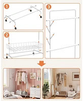 gaomon Garment Rack, Clothes Rack Standard Rod, Simple Rolling Metal Garment Rack