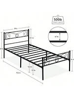 gaomon Metal Platform Bed Frame With Headboard And Footboard, Steel Slat Support Mattress Foundation