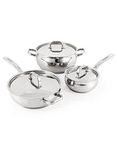 BergHOFF Belly Shape 6pc 18/10 Stainless Steel Cookware Set with Ss Lids