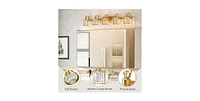 gaomon Crystal Gold Bathroom Vanity Light 5 Light Modern Bathroom Vanity Light Fixtures