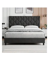 gaomon Bed Frame With Headboard Upholstered Bed Frame, Heavy-Duty Platform Bed Frame With Strong Wood Slats