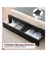 gaomon Bed Frame With 2 Storage Drawers, Platform Bed Frame With Upholstered Headboard, No Box Spring Needed, Wood Slats Support, Easy Assembly