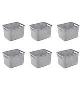 Sterilite Tall Wicker Weave Plastic Laundry Hamper Storage Basket, Gray (6 Pack)