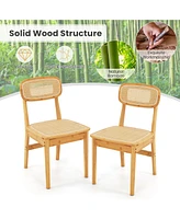 Gymax Rattan Dining Chairs Set of 2 Kitchen Dining Chairs w/ Simulated Rattan Backrest