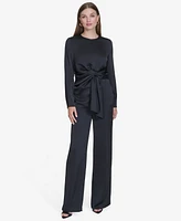 Halston Women's Twist-Front Long-Sleeve Blouse