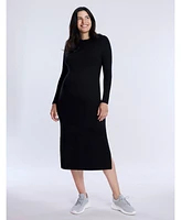 Motherhood Maternity Crew Neck Rib Knit Long Sleeve Column Dress