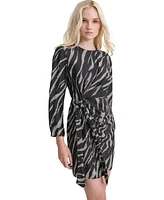 Dkny Women's Round-Neck Long-Sleeve Side-Knot Dress