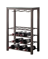 Kings Brand Furniture – Freestanding Floor Wine Rack Storage Table - Hold 20 Bottles with Glasses Holder