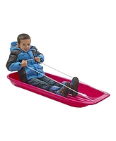 Lucky Bums Kids 48 Inch 1 Person Plastic Snow Toboggan Sled with Pull Rope