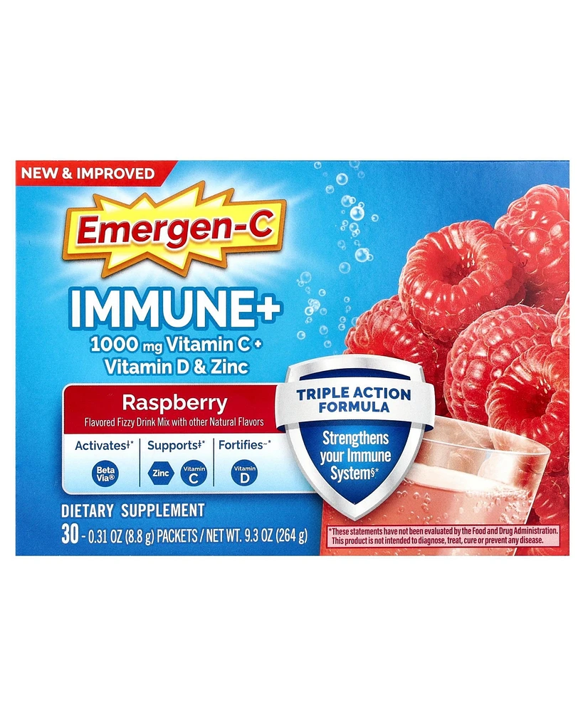 Emergen-c Immune+ Vitamin C + Vitamin D & Zinc Raspberry 30 Packets