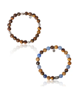 Lucky Brand Tiger s Eye & Sodalite Beaded Stretch Bracelets - Natural Stone Bracelet Set for Men