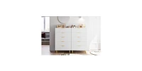 gaomon White Dresser, Modern 5 Drawer Dresser for Bedroom with Gold Handle and Large Drawer