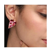 Sohi Women's Marble Heart Stud Earrings