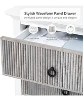 gaomon 6 Drawer Dresser for Bedroom，Waveform Fluted Dresser Chest with Large Drawer