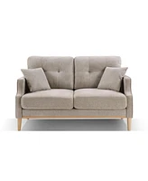 Slickblue 2-Seater Loveseat Sofa with Waterproof Fabric and Usb Charging Port - Cream Upholstery