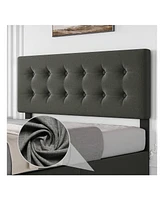 Bed Frame,With 4 Storage Drawers And Headboard, Linen Upholstered Platform Frame With Wooden Slats Support, Button Tufted Design