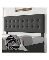 Bed Frame,With 4 Storage Drawers And Headboard, Linen Upholstered Platform Frame With Wooden Slats Support, Button Tufted Design