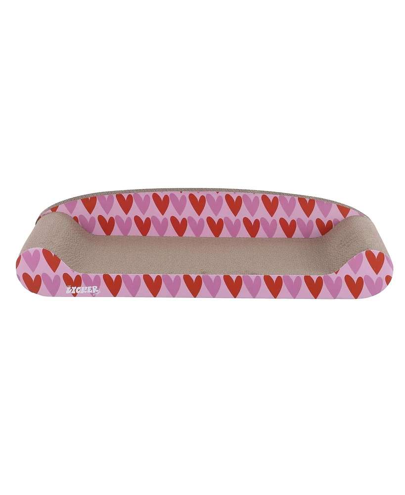 The Licker Store Montego Coastal Patterned Cardboard Lounge Bed Cat Scratcher with Catnip