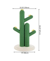 The Licker Store Socorro 34.25" Modern Jute Double-Cactus Cat Scratching Post with Flower Toys