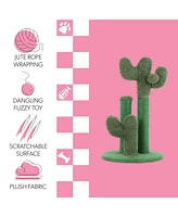 The Licker Store Marfa Modern Jute Triple-Cactus Cat Scratching Post with Fuzzy Toy