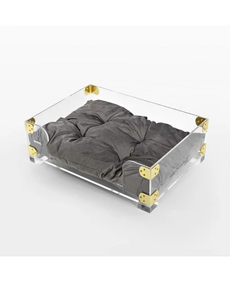 The Licker Store Haines 21.5" x 15.25" Small/Medium Modern Lucite Velvet Pet Bed with Washable Cushion