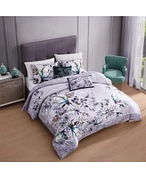 Bebejan Jewel Toned Florals Bedding 5 Piece Queen Size Reversible Comforter Set
