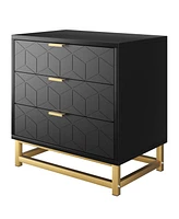 gaomon Black 3 Drawer Dresser for Bedroom, Modern Dressers & Chests of Drawers, Wood Dresser Chest Organizer with Metal Legs