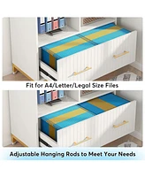 Tribesigns Lateral File Cabinet with Drawer and Adjustable Hanging Rod for Letter/Letter/A4 Size Files, 35.4" Wood Modern Printer Stand with Open Stor