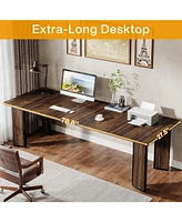 Tribesigns 78.7-Inch 2-Person Computer Desk and Rectangular Writing Table with Sturdy Thicken Tabletop, Wood Simple Executive Study Desk Workstation