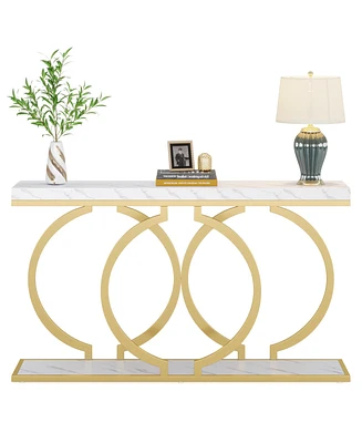 Tribesigns 55 inch Faux Marble Entryway Table Narrow Long Sofa Table, Modern Accent Table